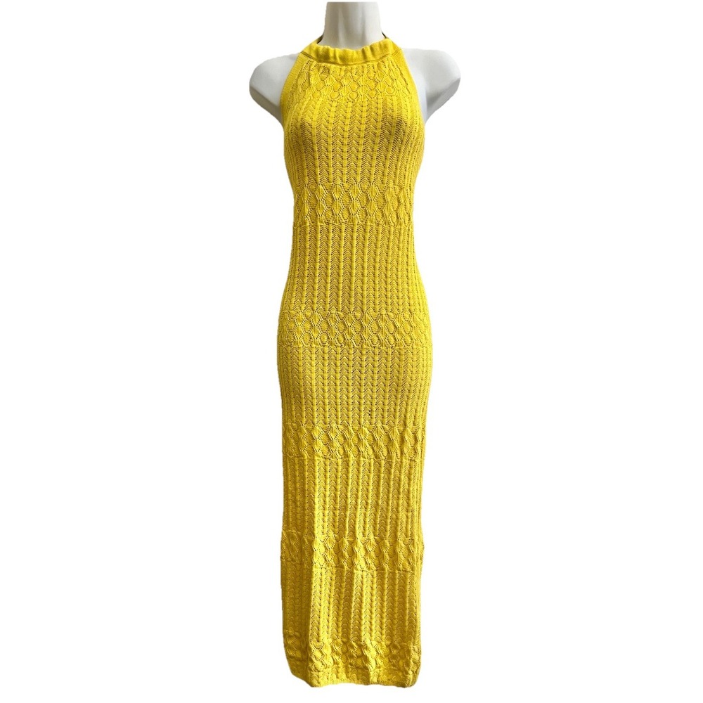 The Drop Dress X-Small XS Cotton Stretch Yellow Halter Top Women Clothing